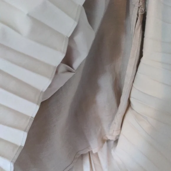 Anne Klein Dress Fit Flare Baby Doll Midi Size 12P Beige Pleated Lined Summer - Picture 12 of 13